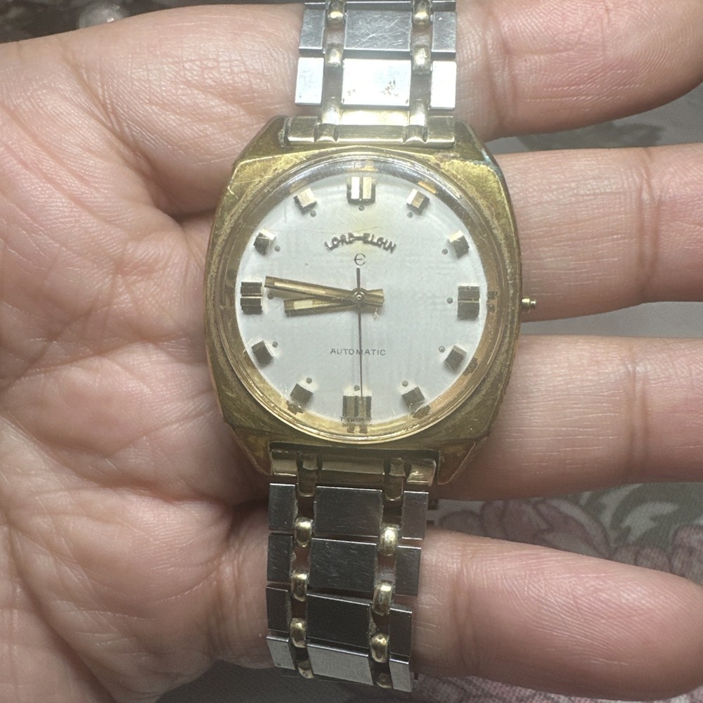 Vintage Lord Elgin 989 Mens Automatic watch 17j 34mm It ticks But Need Servicing